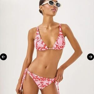 NWT Lilly Pulitzer Brinnie Bikini Top In Cane Coral Crab Collab